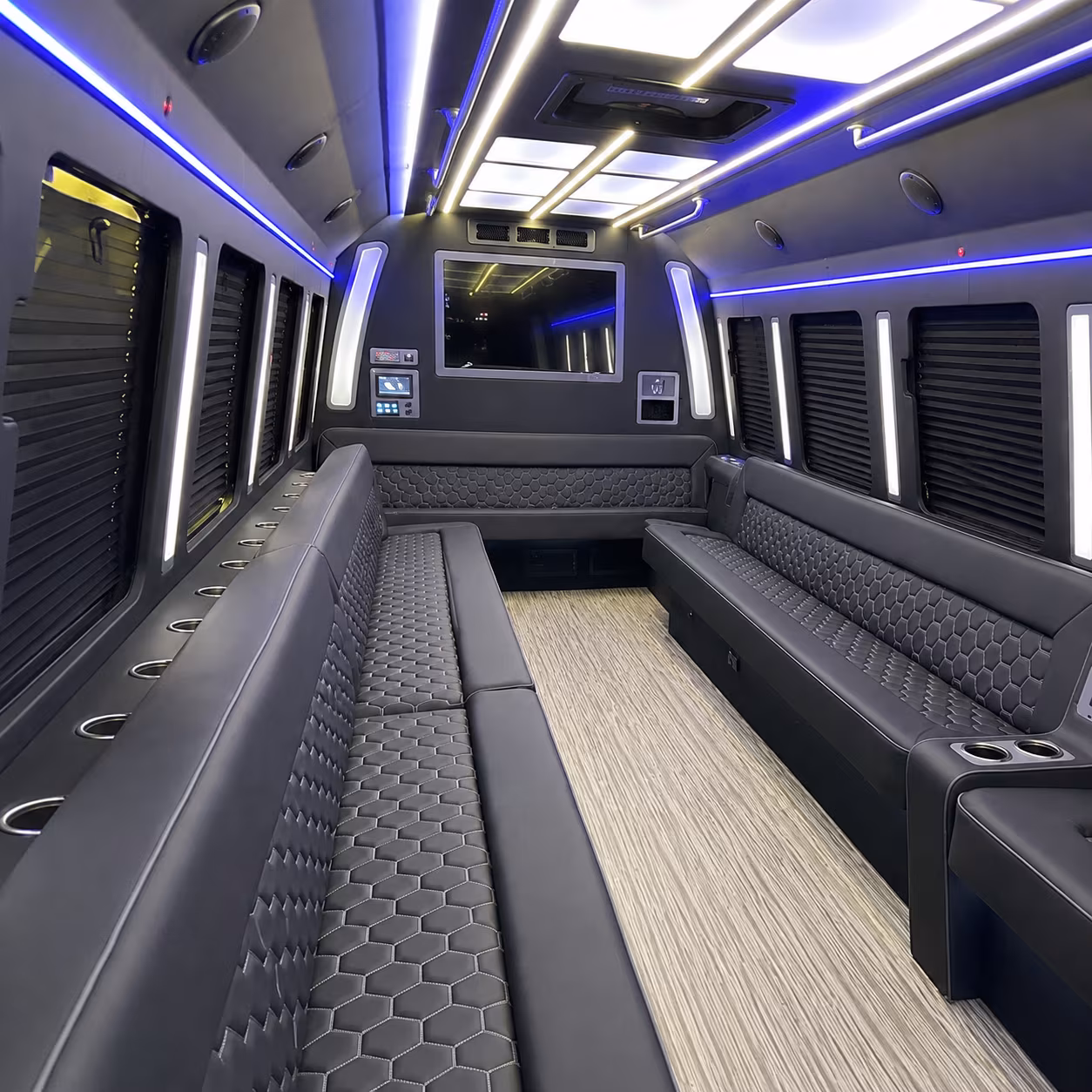 rochester 40 passenger party bus inside